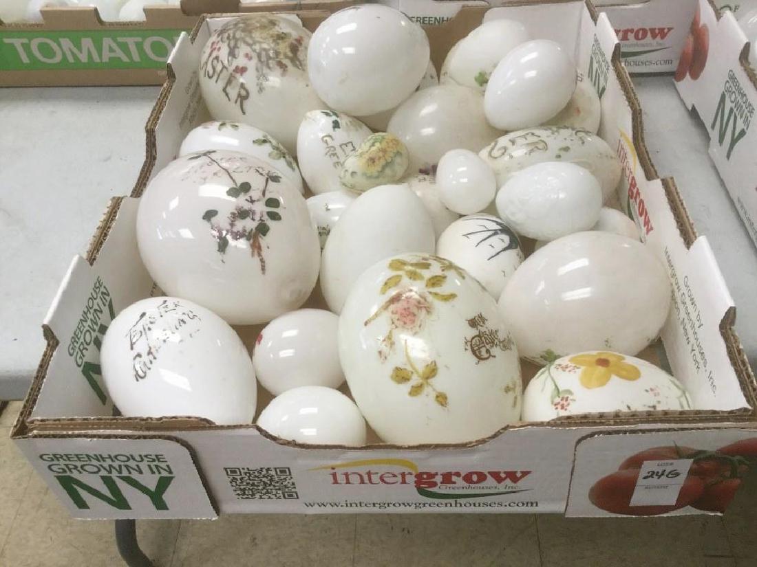 LOT OF 26 VICTORIAN ERA GLASS HAND PAINTED EASTER EGGS, (1 of 1)