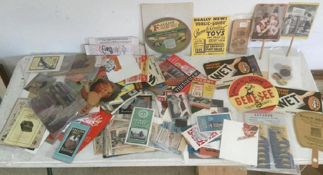 LOT OF OLDER ADVERTISING EPHEMERA INCL SIGNS, BOOKLETS, (1 of 7)