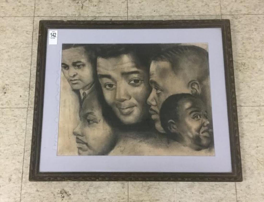 FLOYD PATTERSON ESTATE - CHARCOAL ON PAPER ENTITLED THE: FLOYD PATTERSON ESTATE - CHARCOAL ON PAPER ENTITLED THE GREAT, ARTIST UNKNOWN, FRAMED AND MATTED, MEASURES 15 X 19. LIGHT WATER STAIN ON LEFT SIDE. ESTATE STAMP ON BACK, FROM HIS HOME ESTATE IN NEW PA