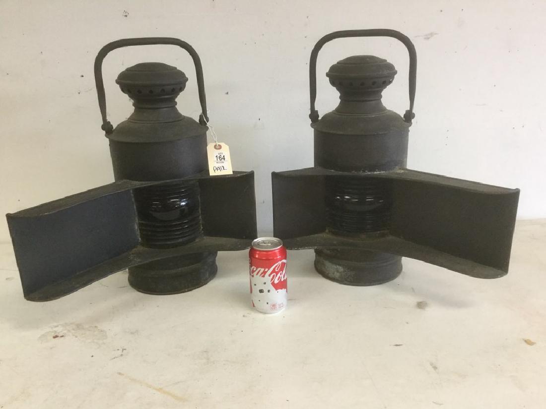 PAIR OF LARGE NAUTICAL LANTERNS POSSIBLY MADE BY (1 of 2)