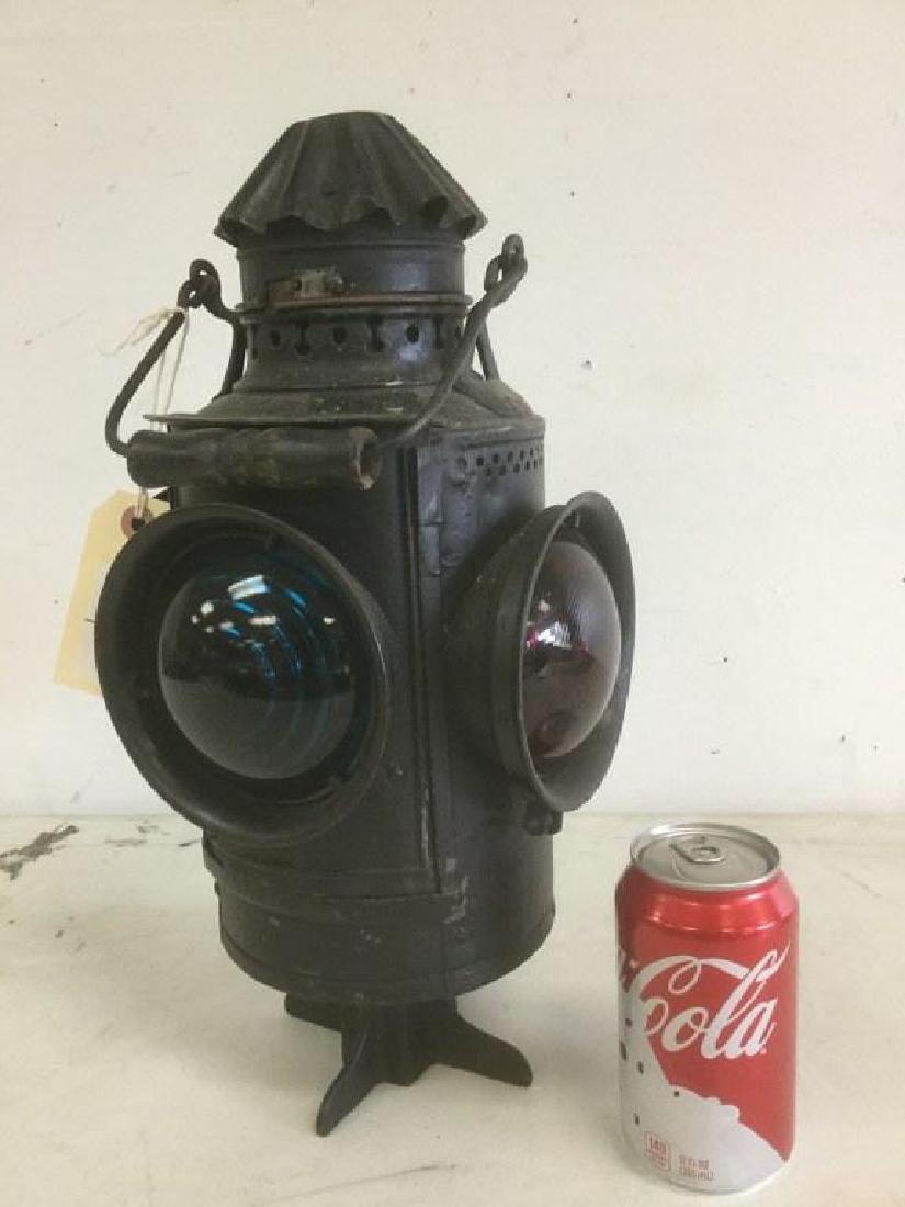 EARLY RAILROAD LANTERN, MAKER UNKNOWN, TWO RED AND TWO (1 of 1)