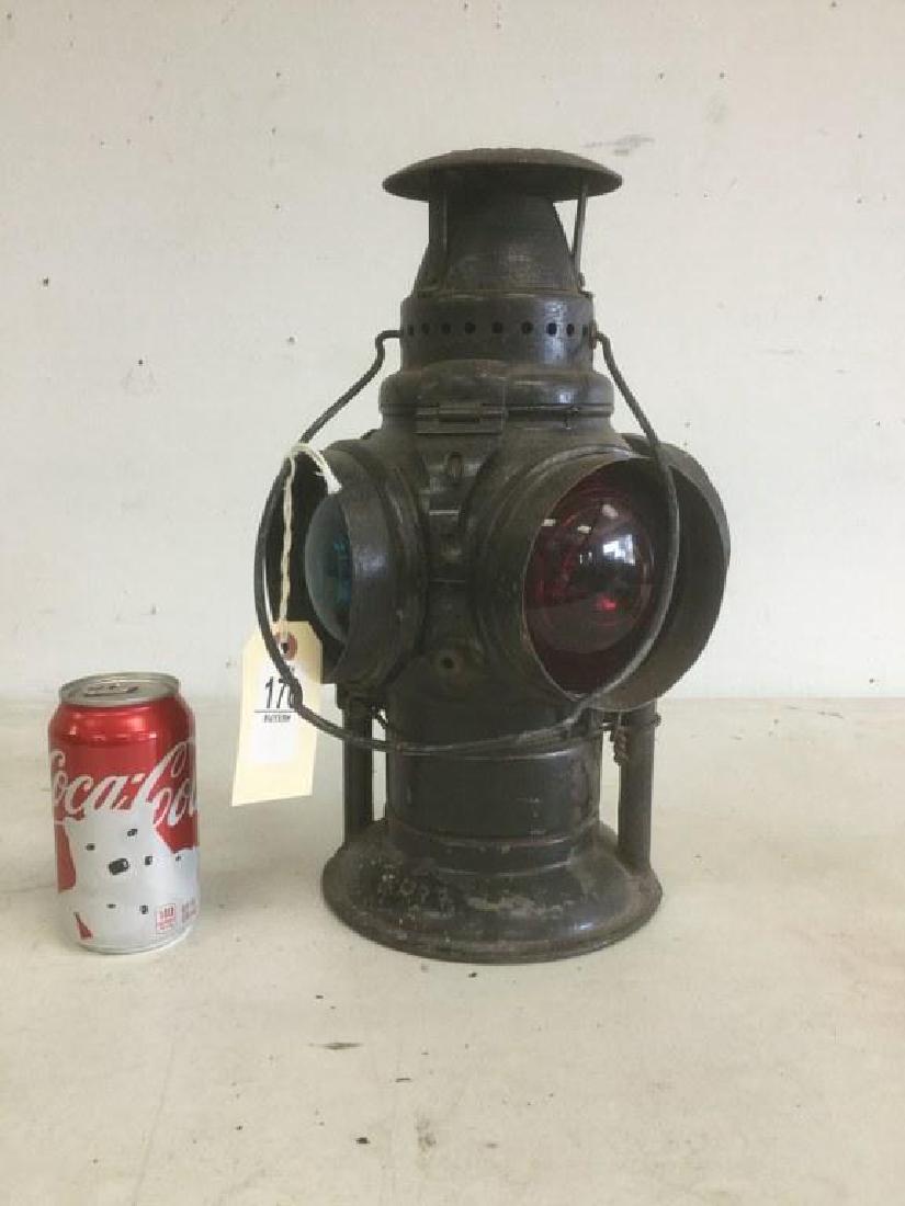 ADLAKE NON-SWEATING RR LANTERN, 2 BLUE, 2 RED CURVED (1 of 2)