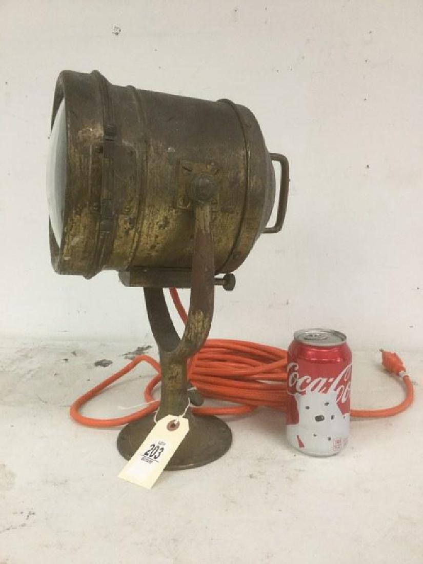 OLD BRASS NAUTICAL SEARCH LIGHT, MAKER UNKNOWN, (1 of 2)