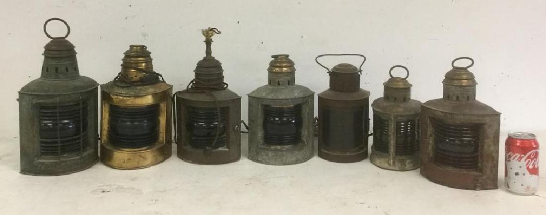 7 ELECTRIFIED OLDER NAUTICAL LANTERNS, ALL BUT ONE WITH (1 of 1)