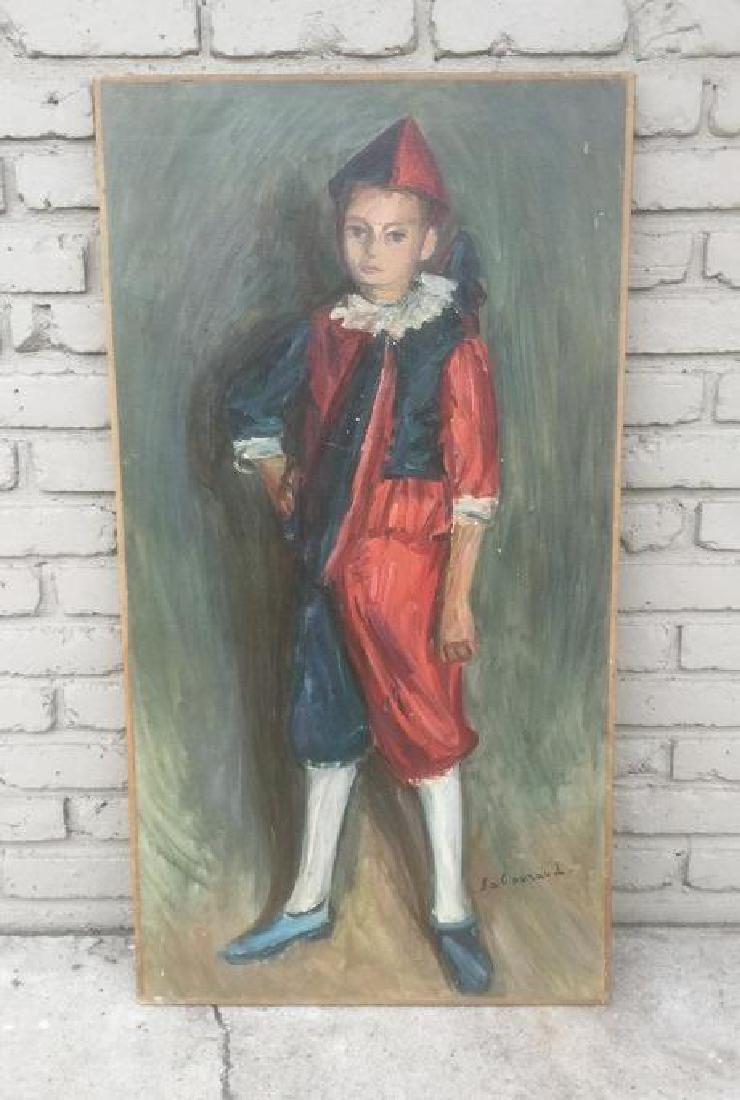 EMILE SABOURAUD O/C YOUNG BOY IN JESTER OUTFIT, SIGNED (1 of 5)