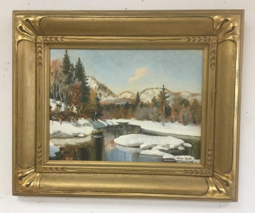 TOM HALL O/B WINTER LANDSCAPE IN NICE DECORATIVE FRAME, (1 of 3)