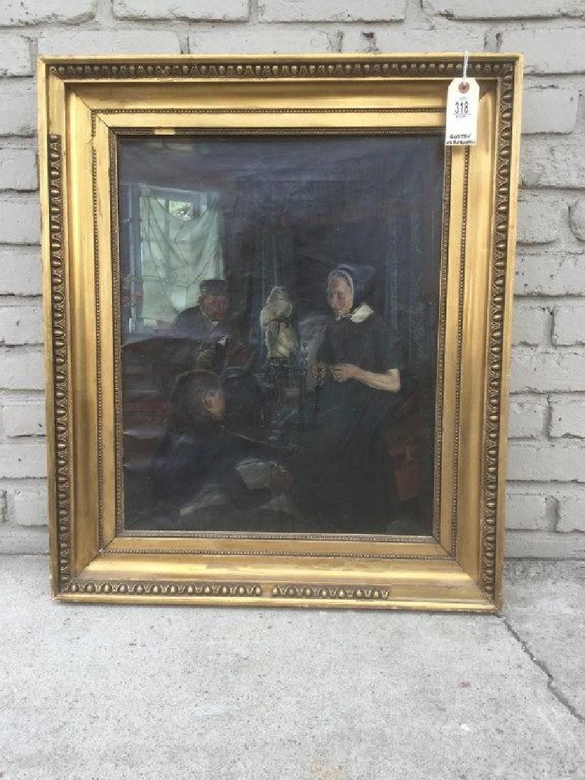 GUSTAV VERMEHREN 1863-1931 O/C MAN PLAYING ACCORDIAN, (1 of 4)