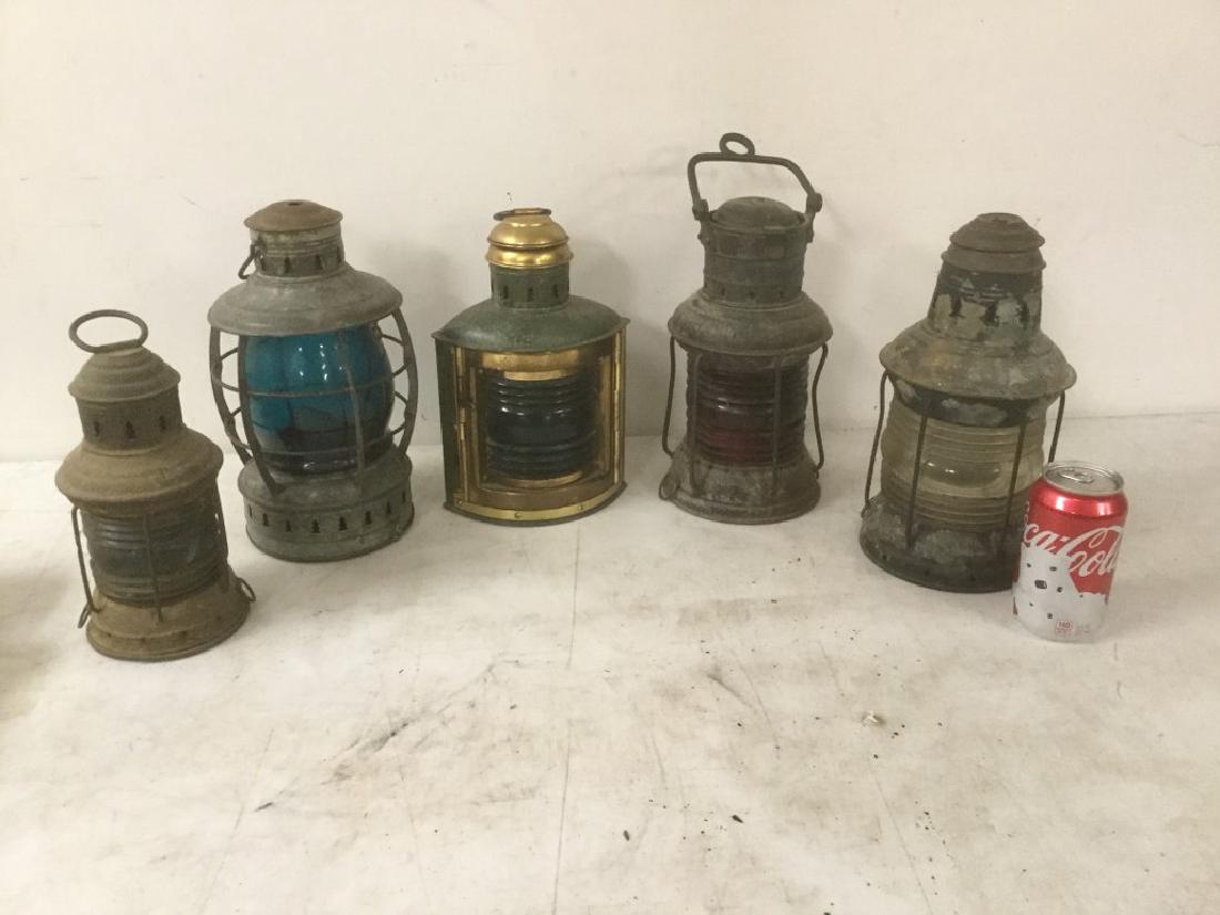5 EARLY NAUTICAL RELATED LANTERNS, NICE OLD PATINA, IN (1 of 3)