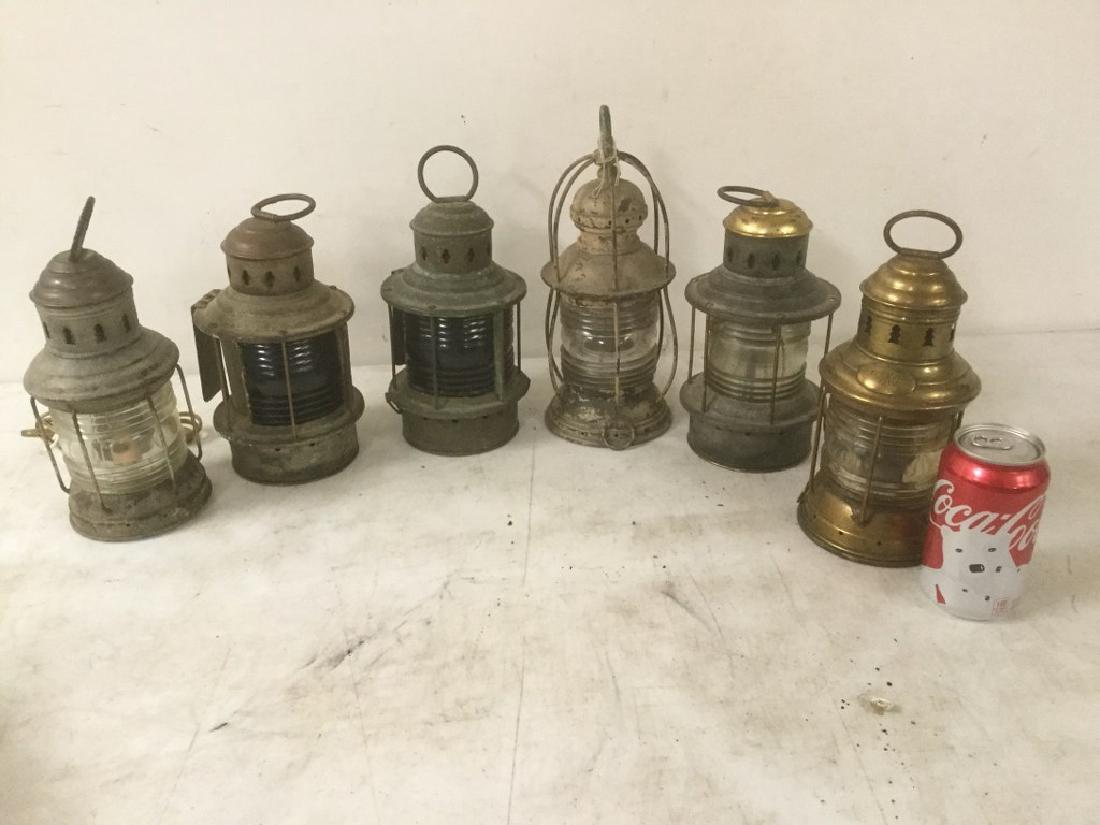 6 OLDER NAUTICAL LANTERNS, BRASS, COPPER AND (1 of 3)
