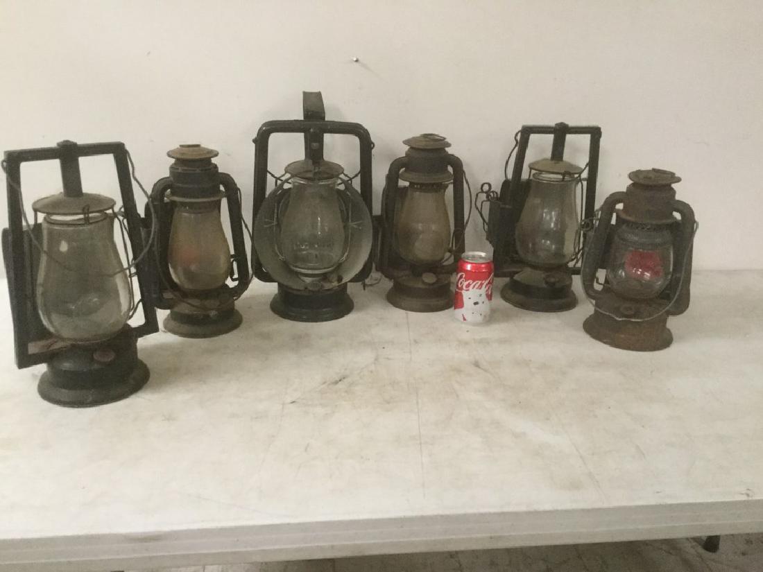 LOT OF 6 RAILROAD RELATED LANTERNS, 1 MARKED ON GLOBE (1 of 5)