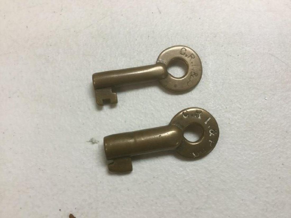 2 CRI&P RAILROAD BRASS KEYS, FROM ESTATE COLLECTION, AS (1 of 2)
