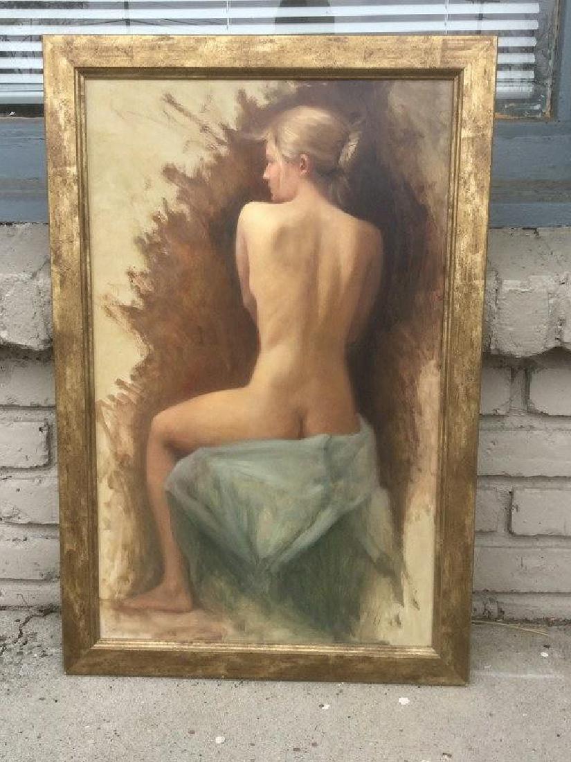 GARY HOFF FEMALE NUDE O/B, UNTITLED, PAINTING MEASURES: GARY HOFF FEMALE NUDE O/B, UNTITLED, PAINTING MEASURES 24" X 15", HISTORY OF ARTIST PICTURED ON BACK