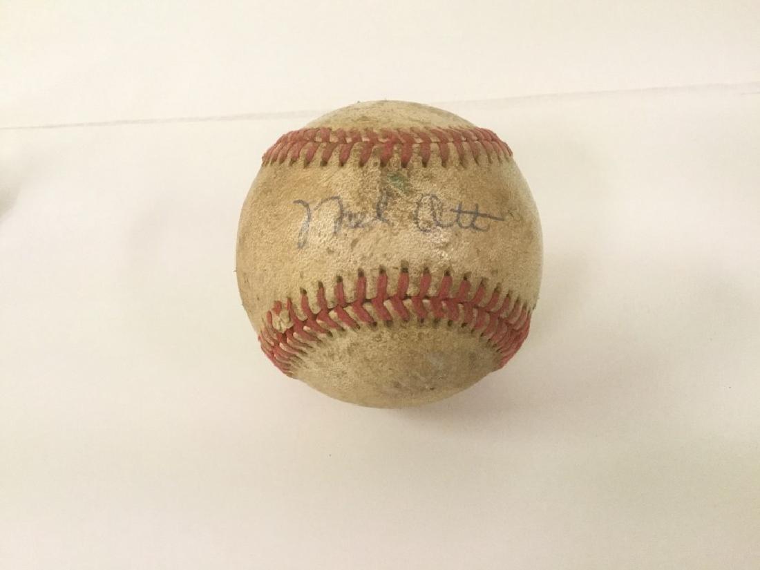 MEL OTT SIGNED BASEBALL FROM LONG ISLAND ESTATE, AS (1 of 3)