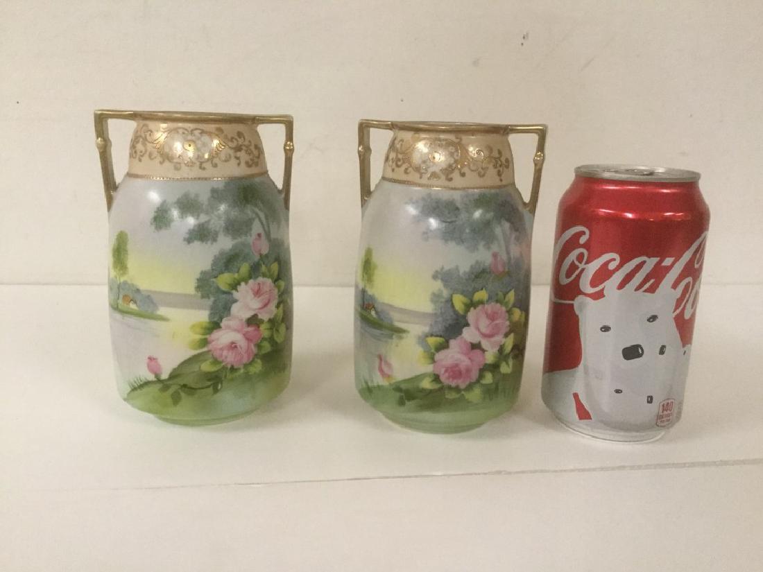 PR OF NIPPON HAND PAINTED SCENIC VASES, NICE CONDITION, (1 of 3)