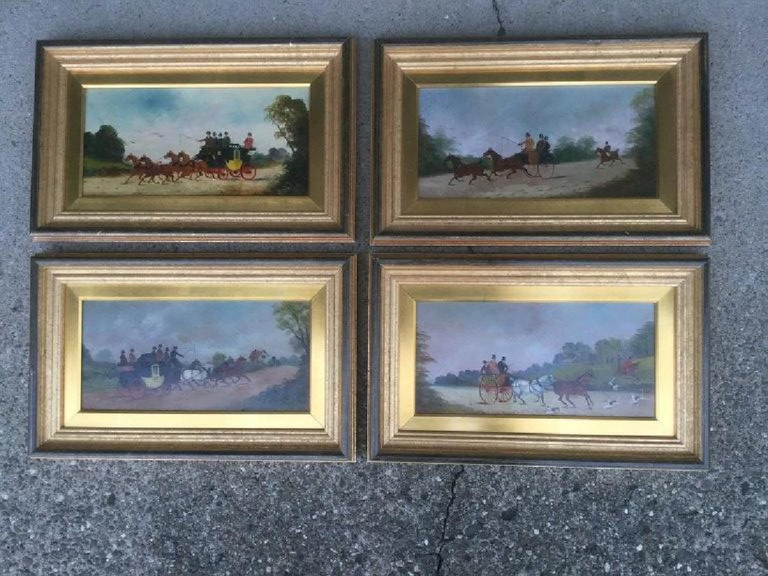 (4) ENGLISH COACH PAINTINGS, ALL BY SAME ARTIST, DATED (1 of 7)