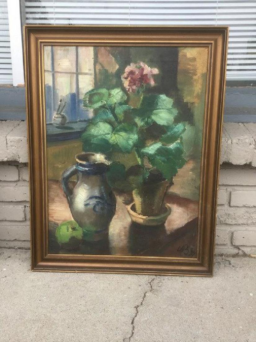 IMPRESSIONIST O/C STILL LIFE FLOWER POT, PITCHER & (1 of 4)