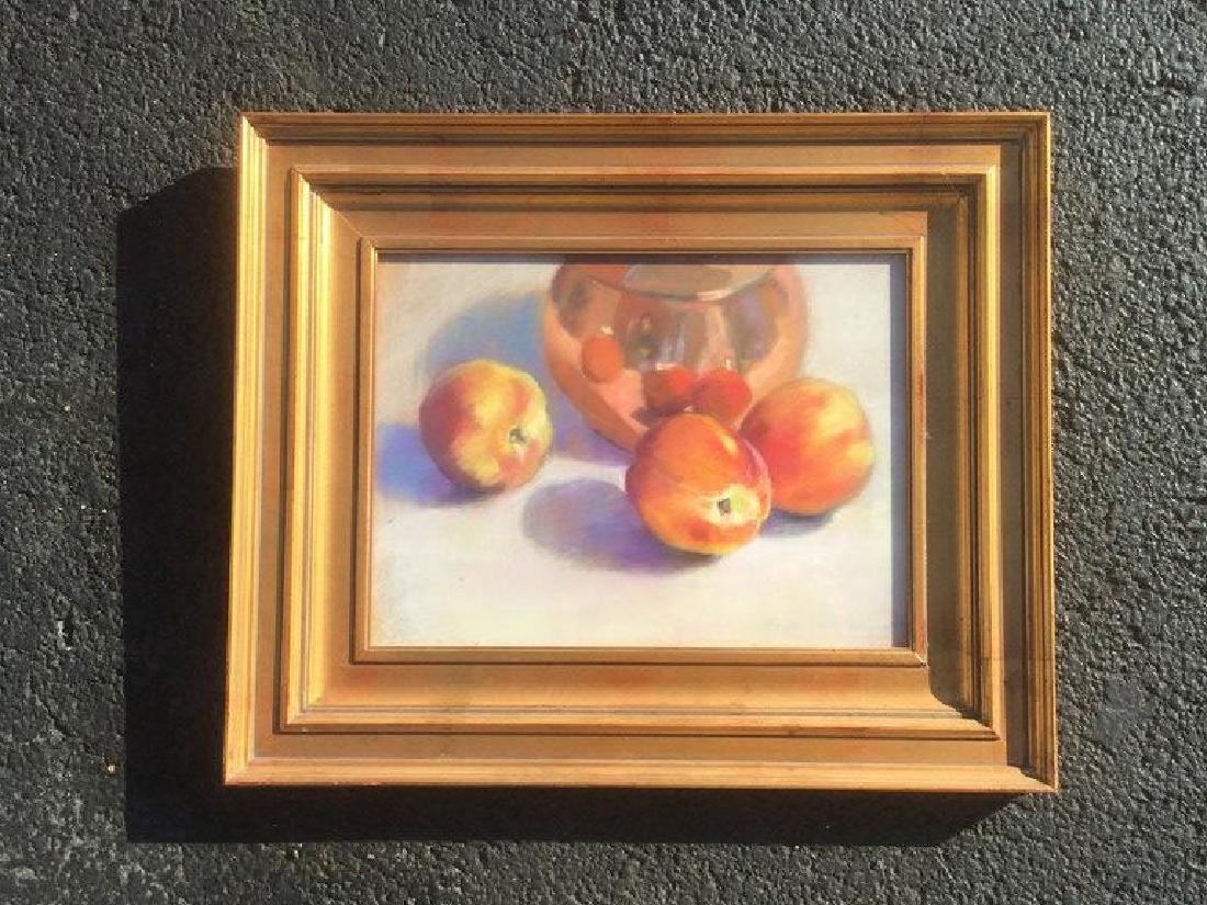GAYLE CLARK FEDIGAN PASTEL STILL LIFE OF PEACHES. SIGED (1 of 2)