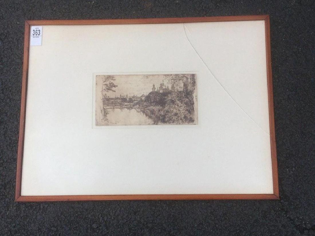 MUIRHEAD BONE ORIGINAL ETCHING, LABEL ON BACK FROM:: MUIRHEAD BONE ORIGINAL ETCHING, LABEL ON BACK FROM: GLASGOW ART GALLERY AND KELVINGROVE PARK, FROM T & R ANAN & SONS GLASGOW, AS READ ON LABEL. ACTUAL ETCHING MEASURES 5" X 9", NICE CONDITION, CRACK I