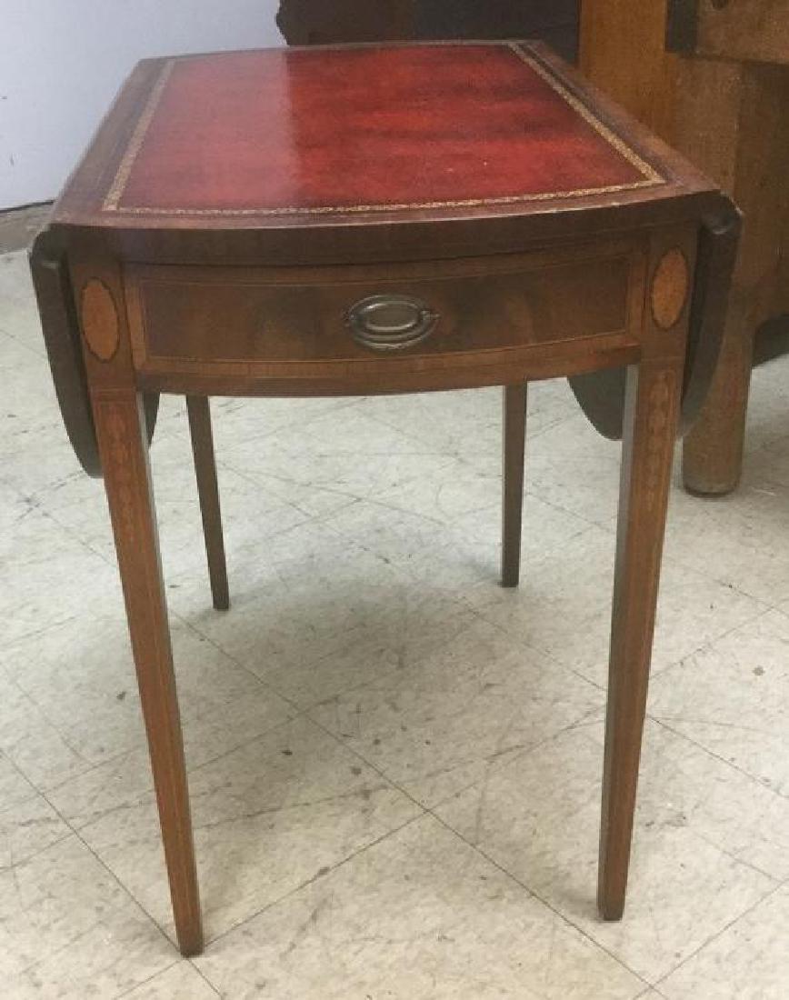 MAHOGANY INLAID LEATHER PEMBROKE STYLE DROPLEAF TABLE, (1 of 6)