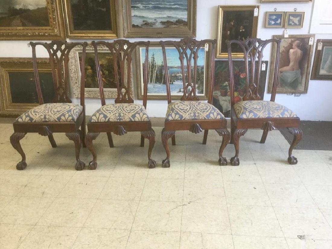 4 BENCH GRADE CHIPPENDALE STYLE CHAIRS, HAS BRASS TAG (1 of 5)
