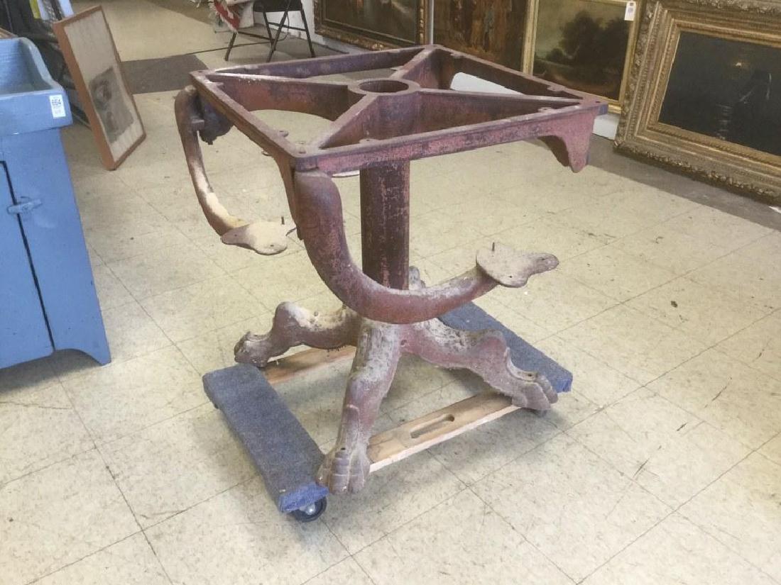 OLD CAST IRON CLAWFOOT TABLE BASE WITH FOLD OUT SEATS, (1 of 6)