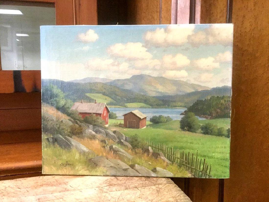 SVEND DREWS O/C FARM LANDSCAPE, SIGNED LOWER LEFT, (1 of 4)