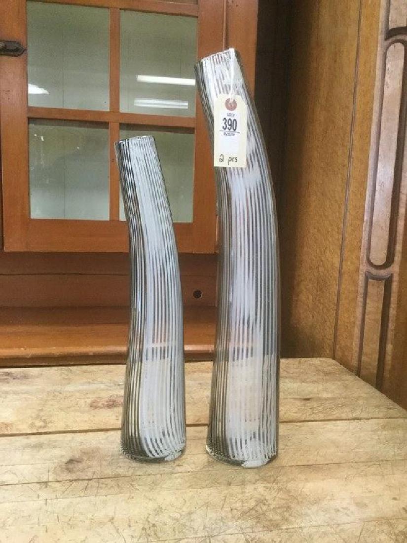 PR OF CONTEMPORARY ART GLASS VASES, UNSIGNED, MEASURE (1 of 3)