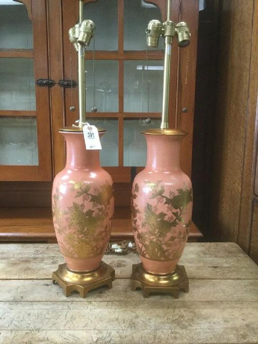 PR OF DECORATIVE PORCELAIN ASIAN STYLE LAMPS, MADE FROM (1 of 4)