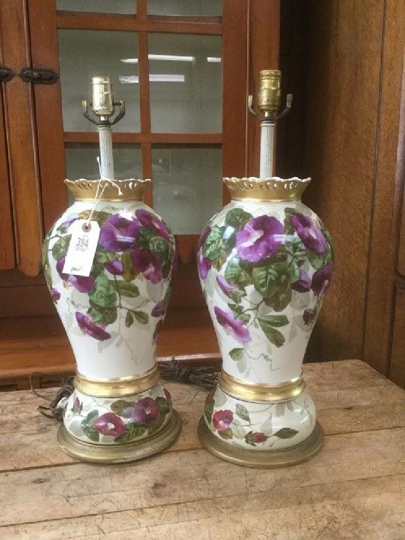 PR OF DECORATIVE PORCELAIN FLORAL PATTERN VASE TABLE (1 of 4)