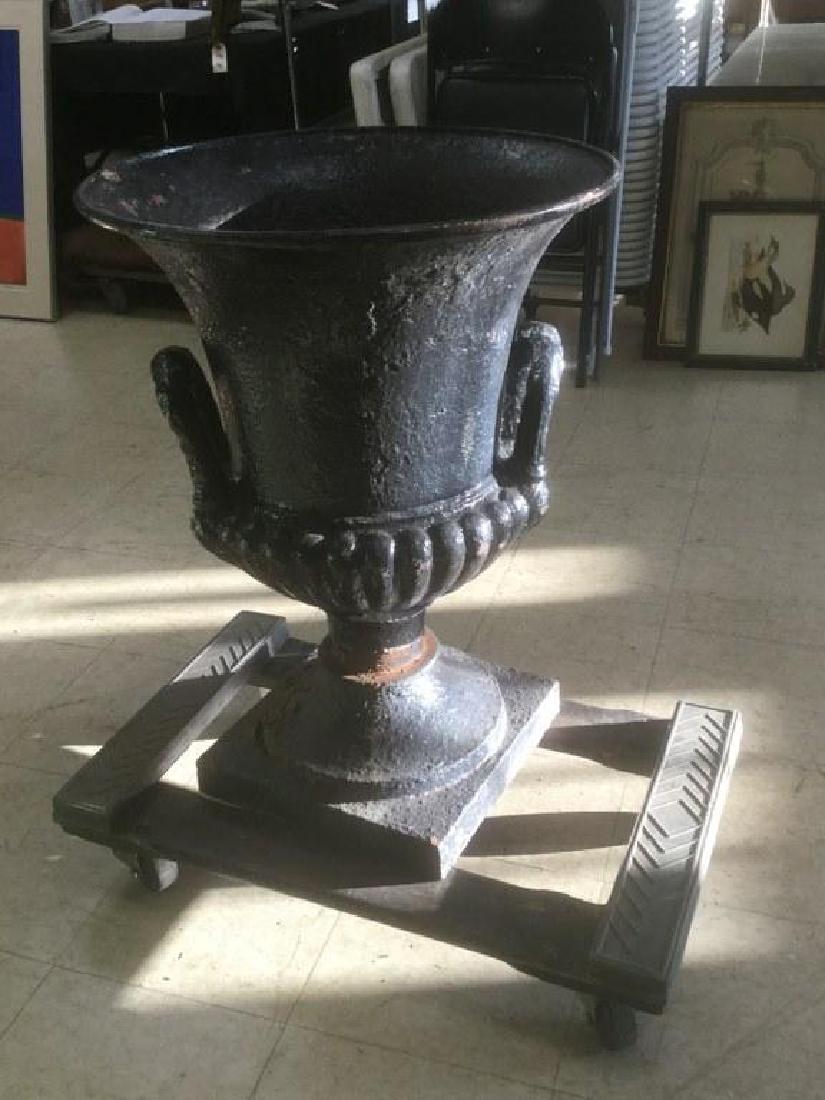 OLD CAST IRON CLASSICAL URN, OLDER BLACK PAINT, (1 of 1)