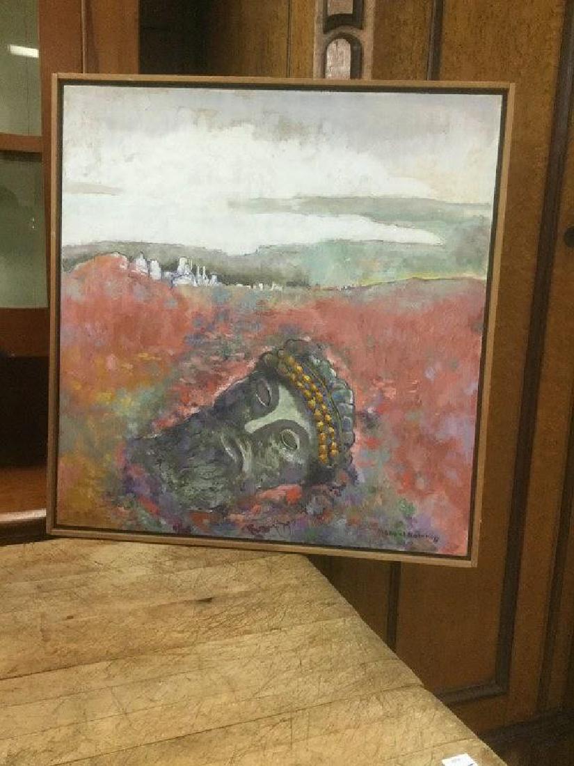 MANUEL KOMROFF GOAUCHE ON BOARD LANDSCAPE WITH CITY IN (1 of 2)