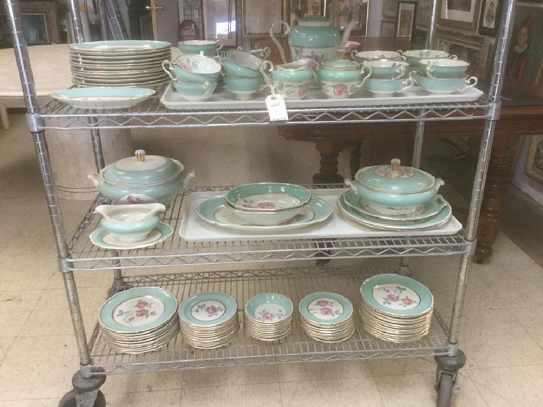 LARGE LOT ROYAL FETTAU GERMANY DISHES, GREEN AND WHITE (1 of 3)