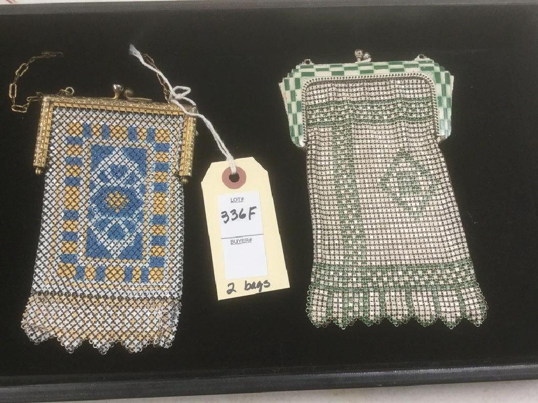 2 OLDER MESH BAGS, DECORATIVE FRAMES, HAVE SOME TEARS: 2 OLDER MESH BAGS, DECORATIVE FRAMES, HAVE SOME TEARS BY FRAME, OVERALL GOOD CONDITION, AS PICTURED