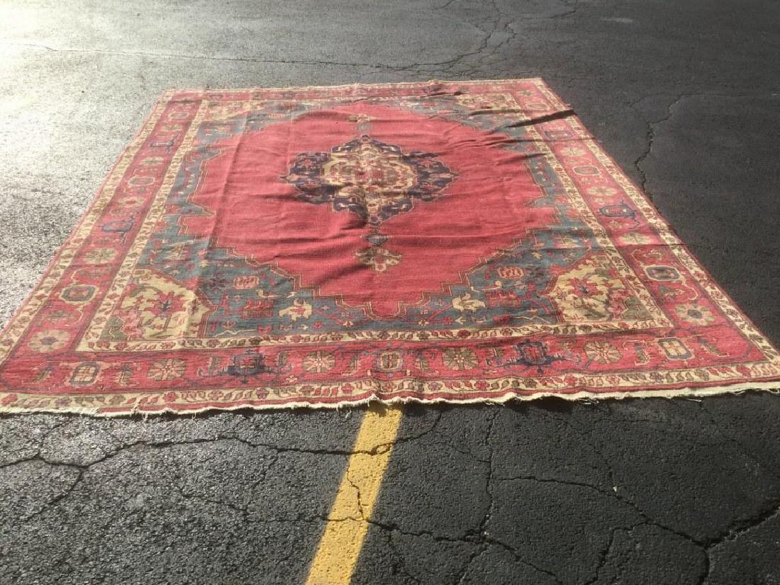 OLDER ESTATE ORIENTAL RUG, CONSISTENT LIGHT WEAR SPOTS,: OLDER ESTATE ORIENTAL RUG, CONSISTENT LIGHT WEAR SPOTS, MEASURES 120" X 97", FROM BROOKLYN NY ESTATE, AS PICTURED