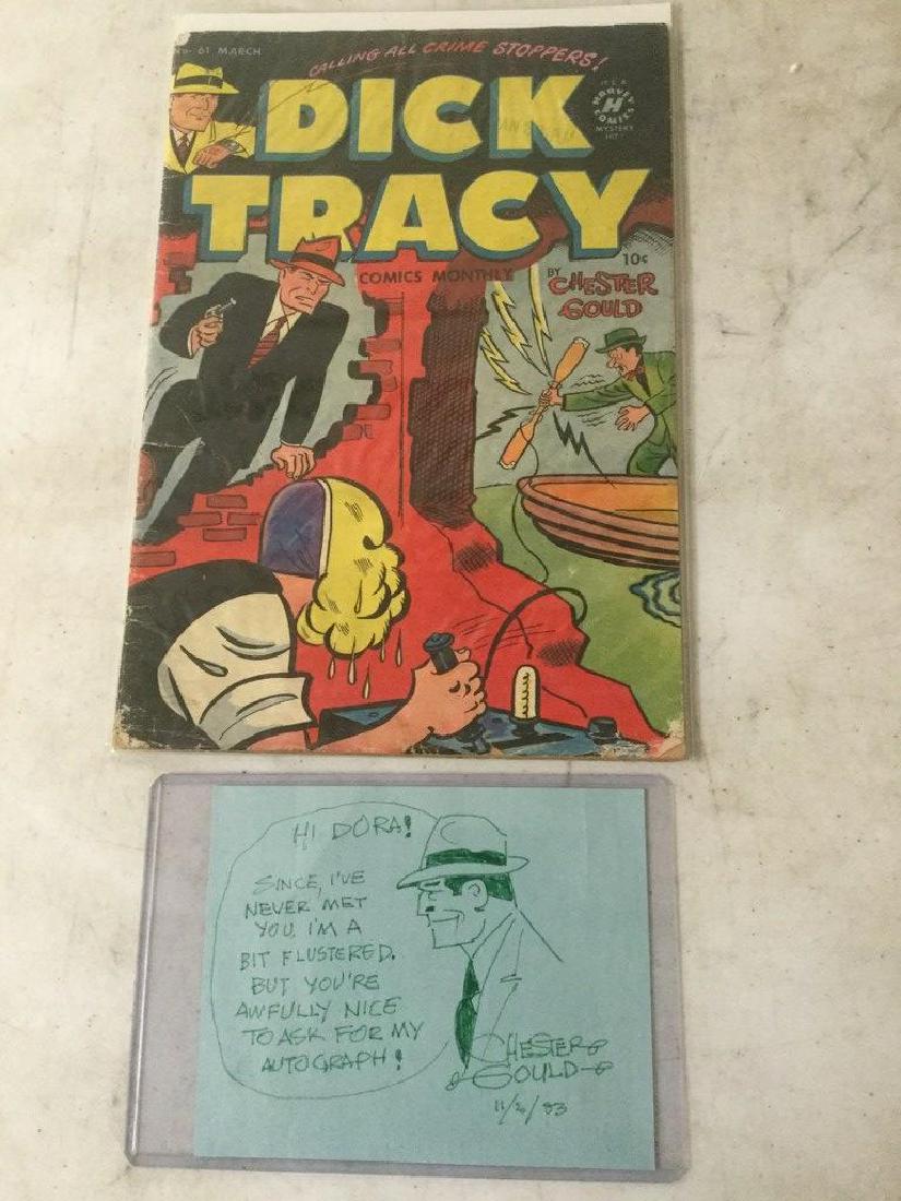 CHESTER GOULD SIGNED NOTE WITH ILLUSTRATION OF DICK (1 of 3)