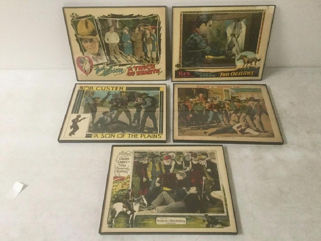 5 WESTERN LOBBY CARDS INCLUDING HOOT GIBSON IN A TRICK: 5 WESTERN LOBBY CARDS INCLUDING HOOT GIBSON IN A TRICK OF HEARTS, REX KING OF WILD HORSES WITH JACK PERRIN IN TWO OUTLAWS, BOB CUSTER IN A SON OF THE PLAINS, BILL CODY IN DANGEROUS ODDS & HUNT STROMBE