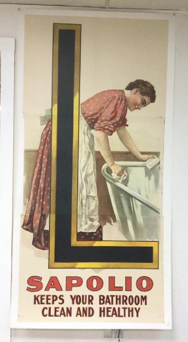 SAPOLIO SOAP POSTER, C. 1896, LINEN BACKED, MEASURES (1 of 1)