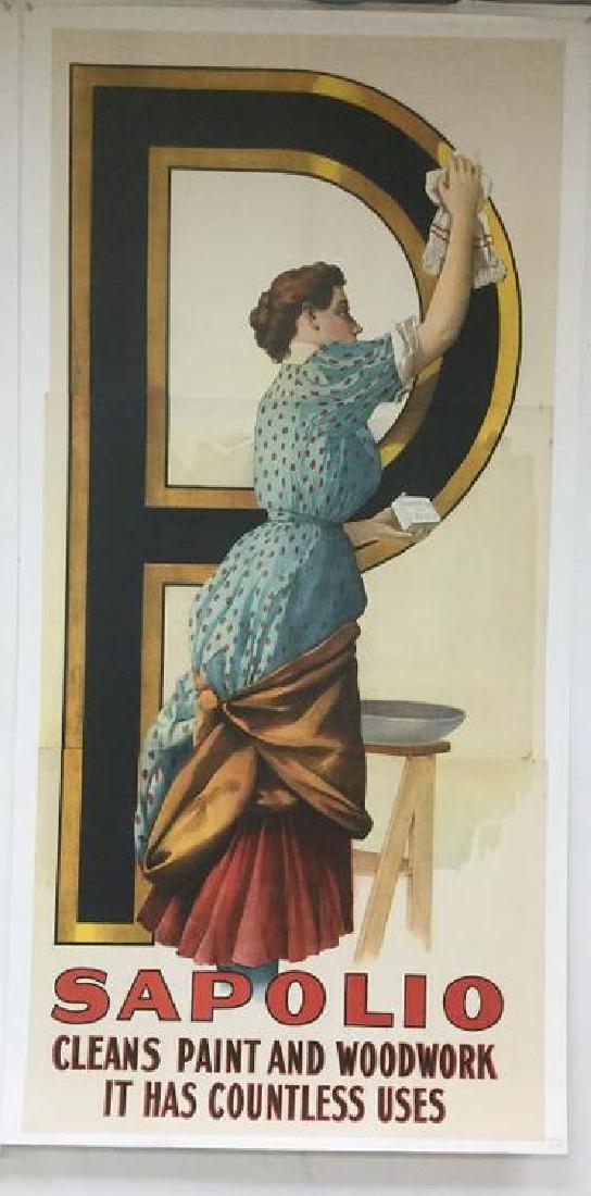 SAPOLIO SOAP POSTER, C. 1896, LINEN BACKED, MEASURES (1 of 1)