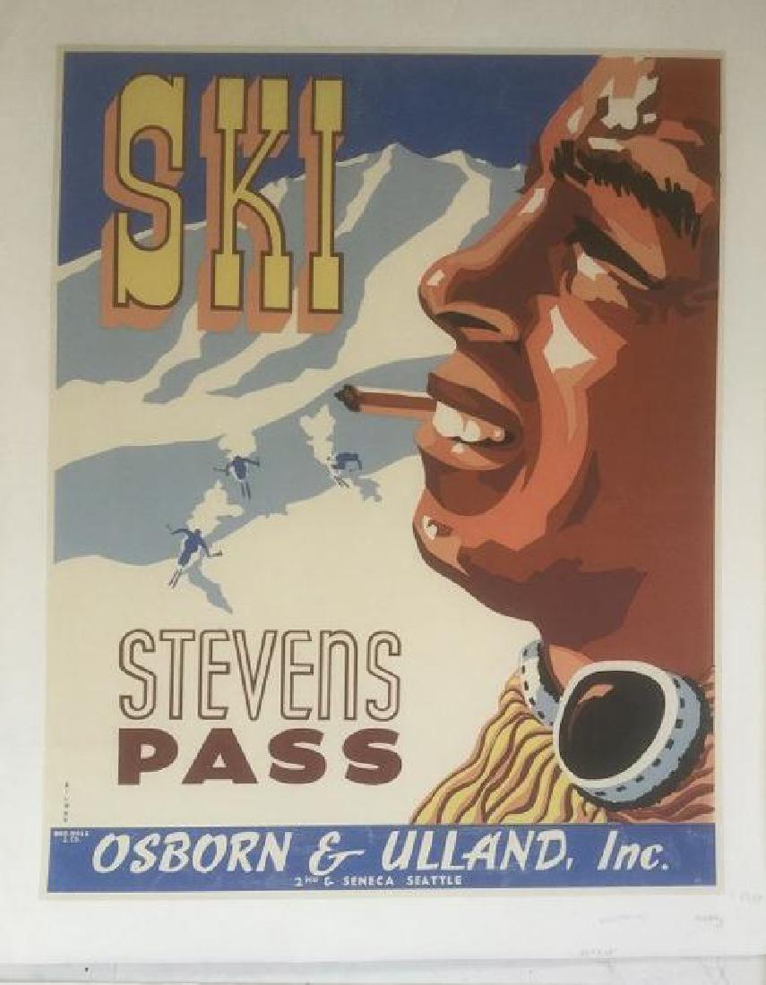 STEVENS PASS SKI POSTER, C. 1939, LINEN BACKED, ARTIST (1 of 1)