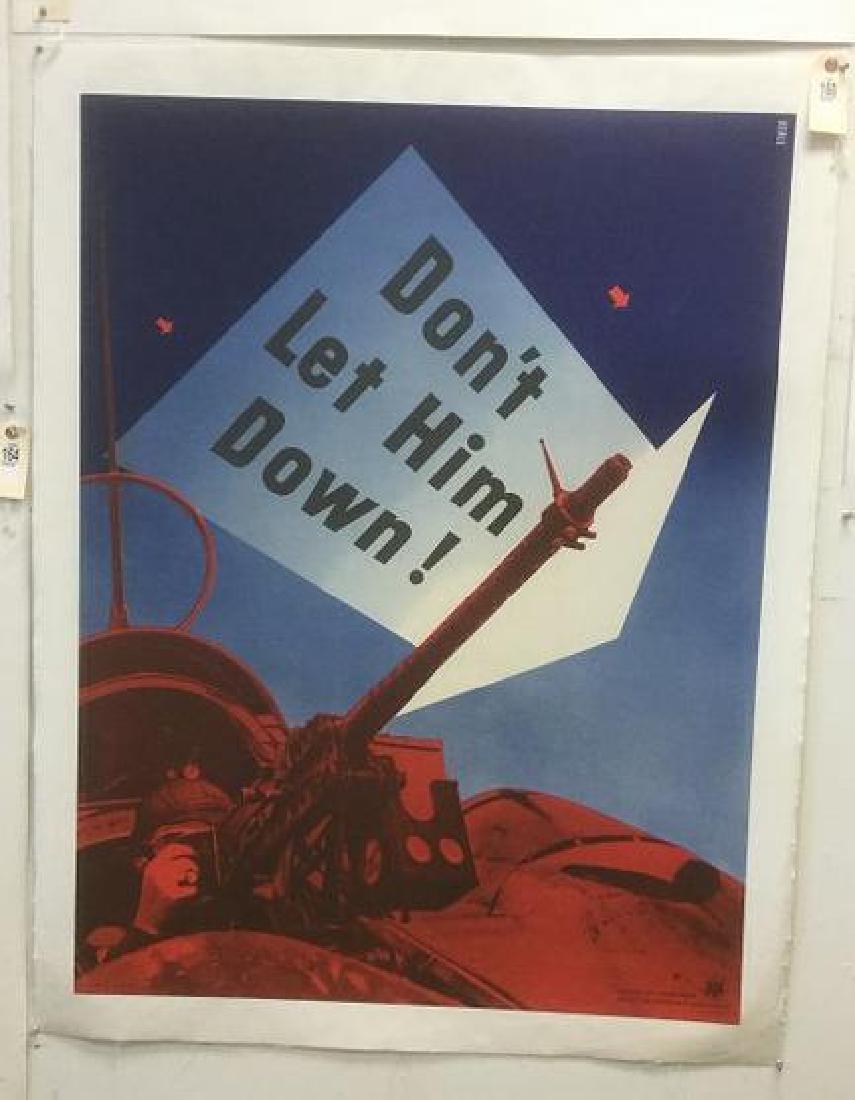 WWII DON'T LET HIM DOWN POSTER, 1942, LINEN BACKED, (1 of 1)