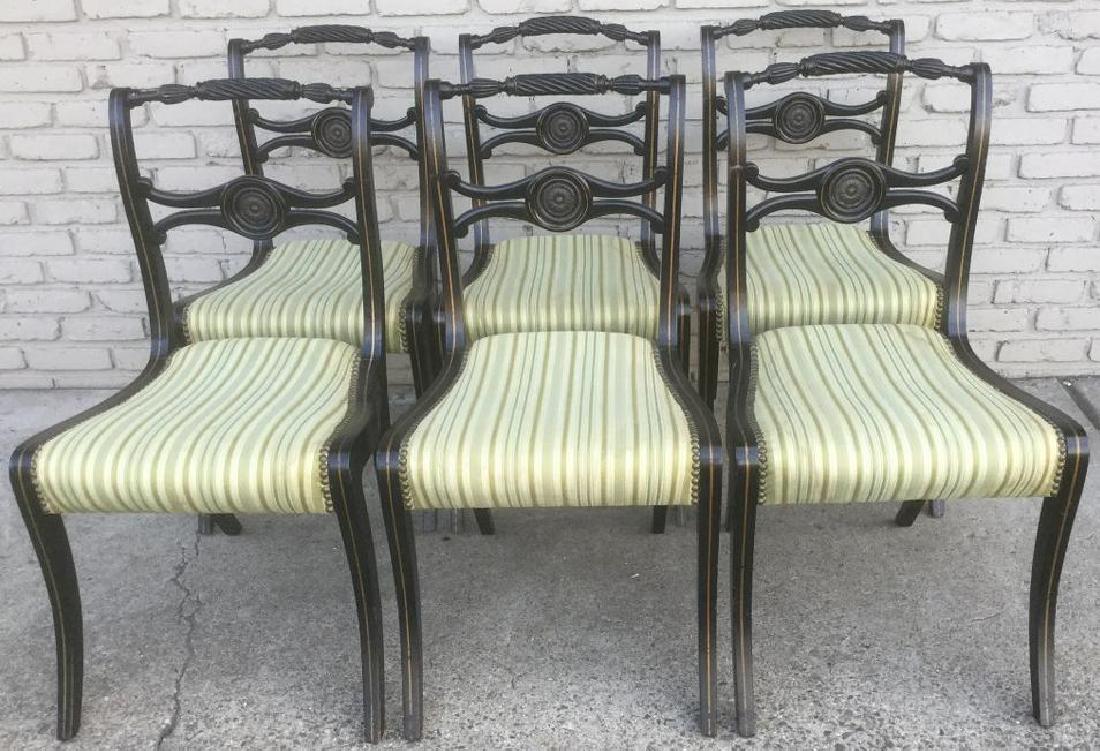 6 DECORATIVE SABER LEG DINING CHAIRS W/GOLD PAINTED (1 of 7)