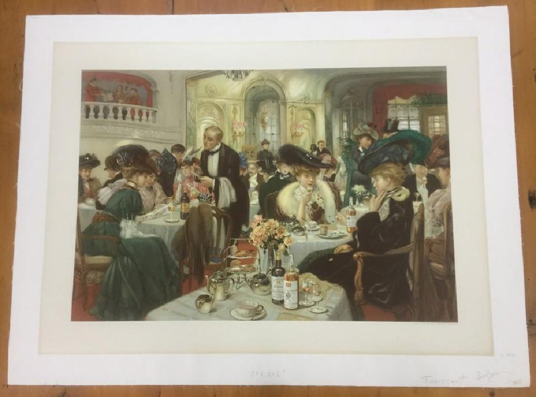 BELGIUM POSTER, C. 1910, LINEN BACKED, RESTAURANT SCENE (1 of 1)