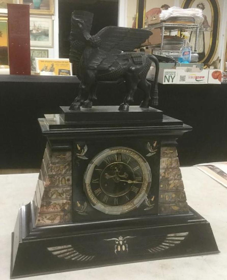 ANSONIA EGYPTIAN REVIVAL STYLE CLOCK, MARBLE, (1 of 10)