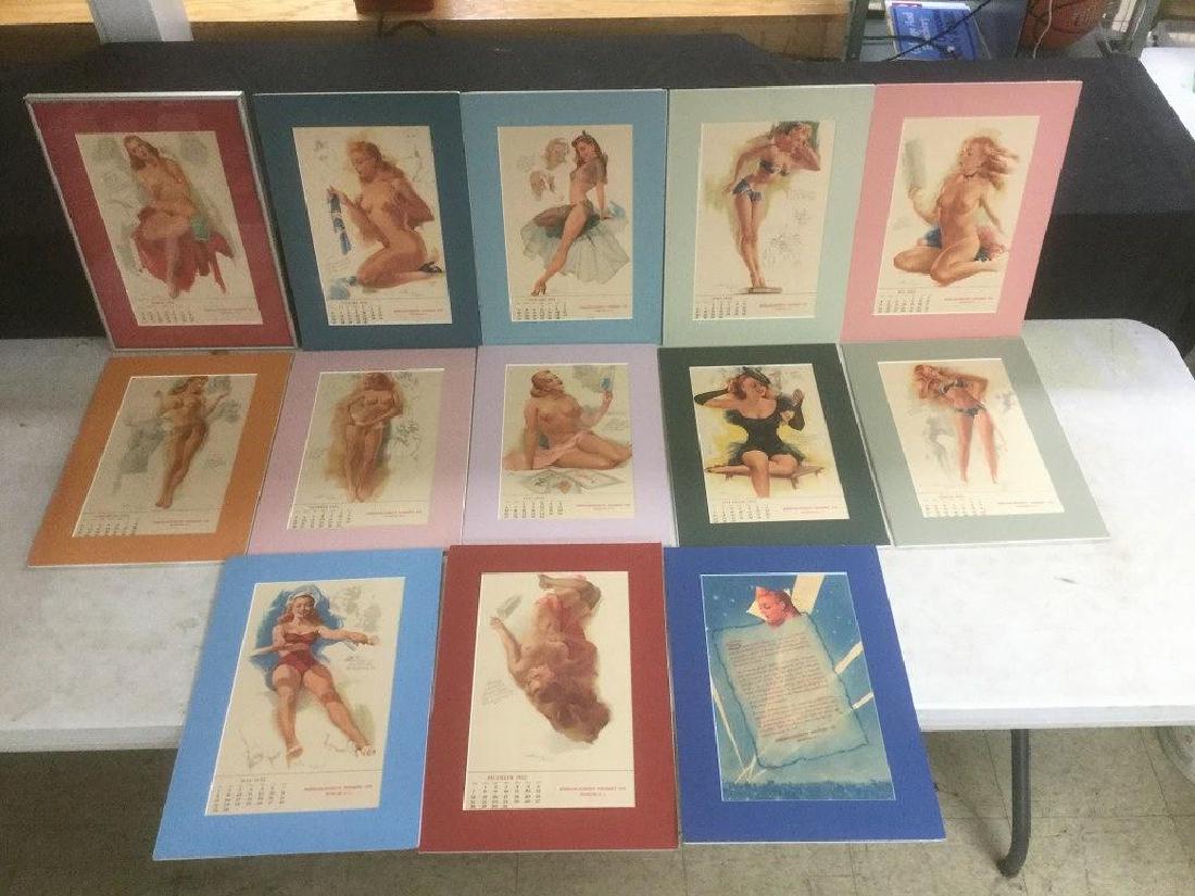 1952 COMPLETE PIN UP GIRL CALENDAR, ALL NICELY MATTED, (1 of 8)