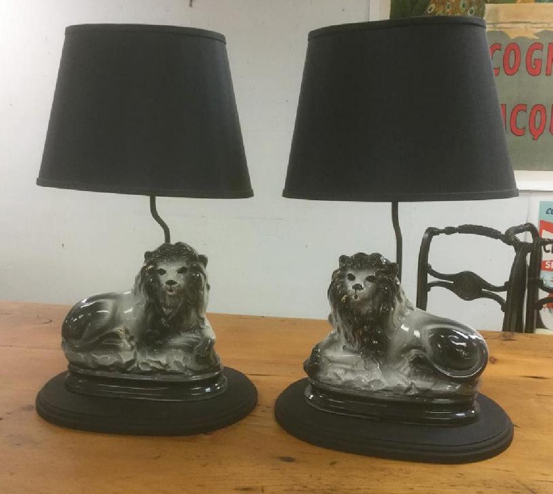 PR. STAFFORDSHIRE BLACK LIONS CUSTOM MADE TABLE LAMPS, (1 of 6)