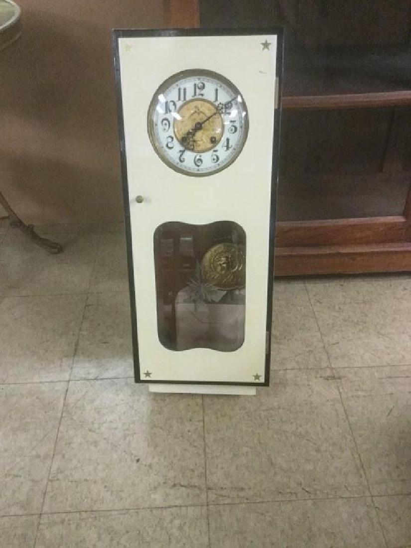 DOM CONG OLDER WALL CLOCK, PAINTED WHITE, RUNNING, CASE (1 of 7)