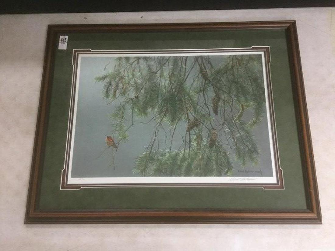 ROBERT BATEMAN SIGNED BIRD IN TREE PRINT, #608/950, (1 of 1)