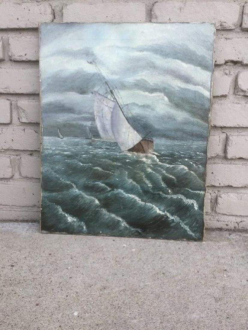 O/C SAILBOAT AT SEA, SIGNED WEBER LOWER RIGHT, 1894, (1 of 3)