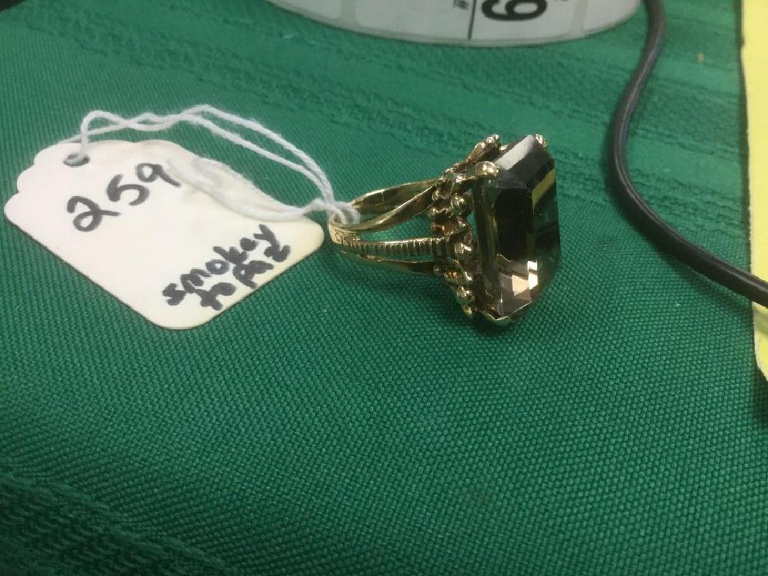 LARGE SMOKEY TOPAZ 14K RING, DECORATIVE SETTING, AS (1 of 2)