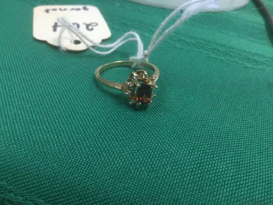 14K GOLD OVAL GARNET RING W/DIAMONDS, AS PICTURED (1 of 1)